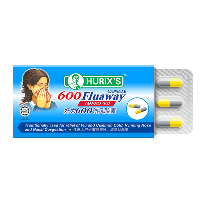 HURIX'S 600 FLUAWAY CAPSULE IMPROVED 9X12 (HERBAL NATURAL) - Health & Beauty Hub